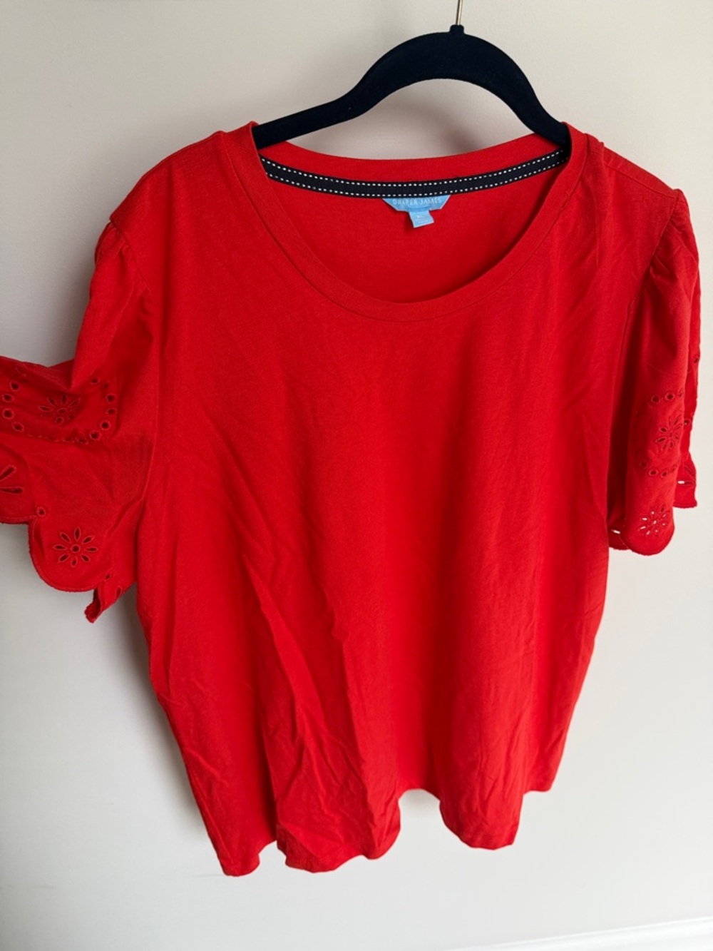 Draper James Red Eyelet Sleeve Short-Sleeve Tee